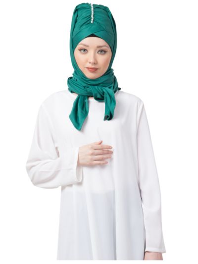 Ready to Wear Green Turban with attached Hijab