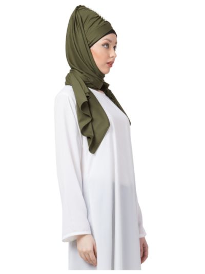 Ready to Wear Olive Turban with attached Hijab