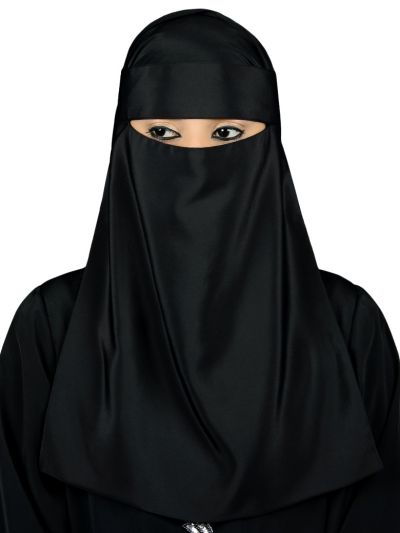 Lamah Niqab + Square Hijab + Head Band (Black)