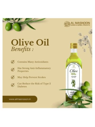 Al Masnoon Extra Virgin Olive Oil (Natural Cold Pressed Oil) - 250ml
