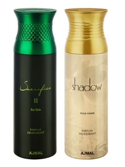 Ajmal Sacrifice II Him & Shadow Her Deodorants for Men & Women (pack of 2)