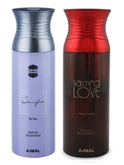 Ajmal Sacrifice for her & Sacred love Deodorant Spray - For Women (Pack of 2)