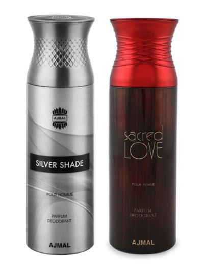 Ajmal Silver Shade & Sacred love Deodorant Spray - For Men & Women (Pack of 2)