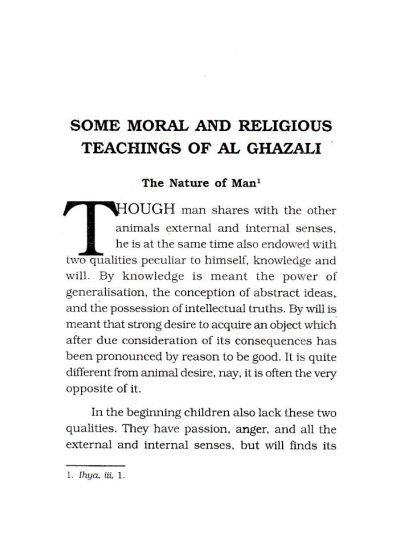Some Moral and Religious Teachings of Imam Al-Ghazzali