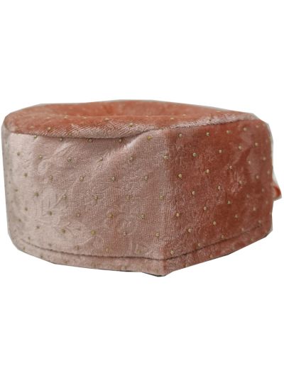 Peach Printed Velvet  Cap With Amama
