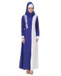 Asbah_Crepe_Royal_Blue_&_White_Abaya_FrontView_IslamicShop.in
