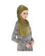 Plain Jersey Hijab (Olive Green)_Right View_IslamicShop.in