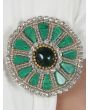 Green_Round_Brooch_Pin_cum_Clip_Close UP View_IslamicShop.in