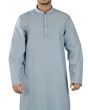 Nazeer_Blue_Cotton_Galabiyya_Close Up View_IslamicShop.in