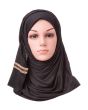 Jersey Trim Hijab (Black)_IslamicShop.in