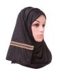 Jersey Trim Hijab (Black)_IslamicShop.in
