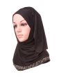 Jersey Crystal Border Hijab (Black)_IslamicShop.in