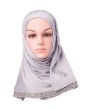 Jersey Crystal Border Hijab (Grey)_IslamicShop.in
