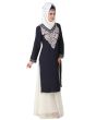 Sharmin_Navy_Blue_White_Kurti and Skirt_Right View_IslamicShop.in