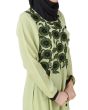 Wareesha_Crepe_Parrot_Green_Abaya_Close Up View_IslamicShop.in