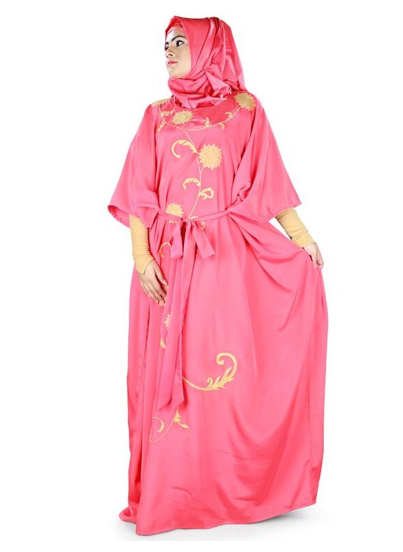Aiza_Kaftan_Rose Pik Color Angle View_IslamicShop.in
