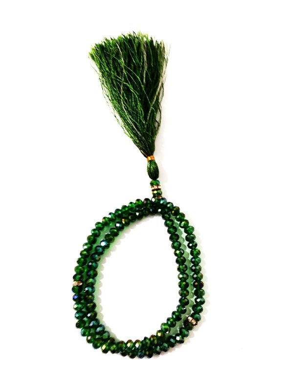 Dark Green Crystal 5mm Tasbih_Front View_IslamicShop.in