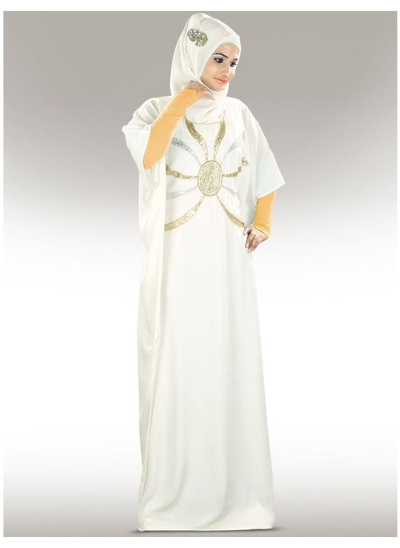 Shahnoor_Hand_Embroidered_Off_White_Kaftan_Angle  View_IslamicShop.in