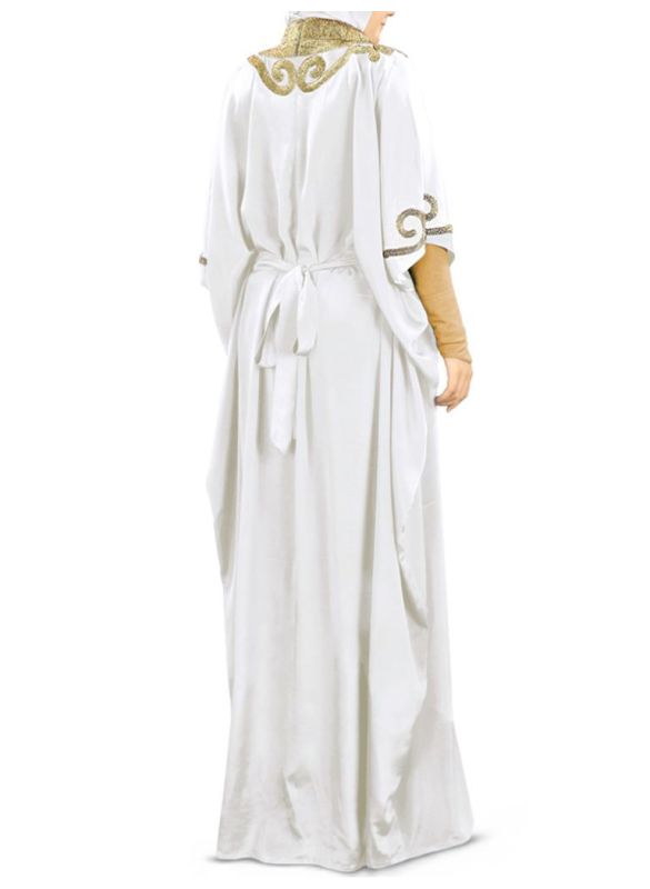 Nayyab_Hand_Embroidered_White_Kaftan_Side View_IslamicShop.in