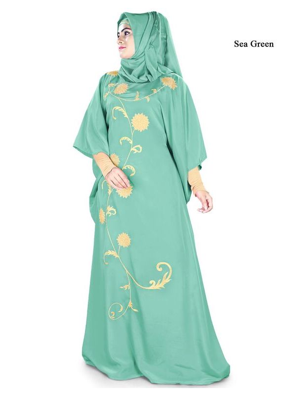 Aiza_Kaftan_Sea Green Color_IslamicShop.in