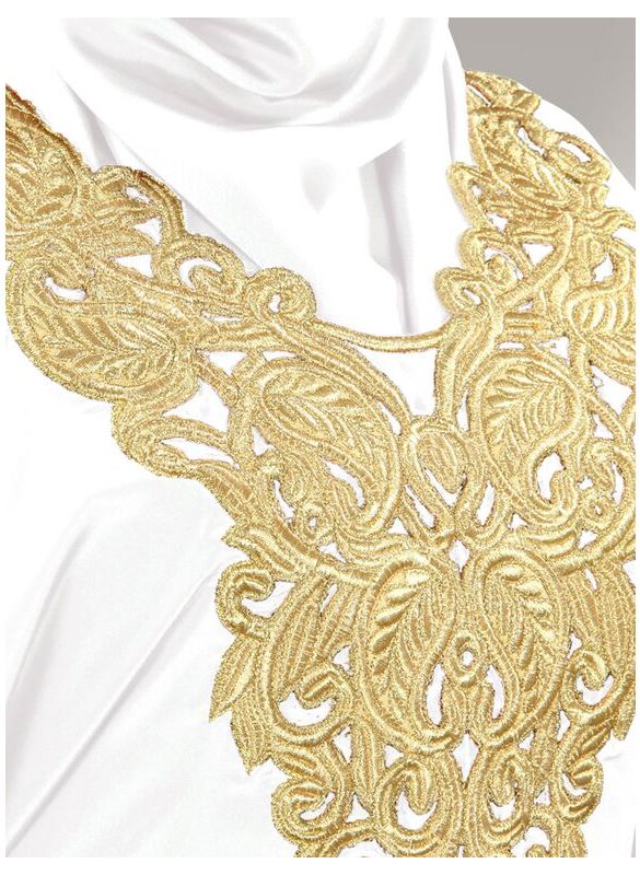 Nelam_Gold_Embroidered_White_Kaftan_Close Up View_
