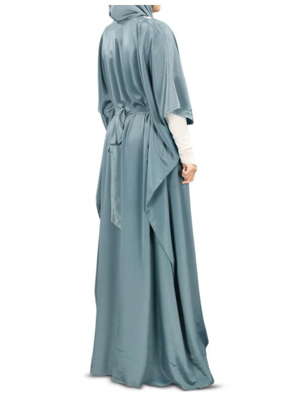 Liyana_Hand_Embroidered_Grey_Kaftan_Back View_IslamicShop.in