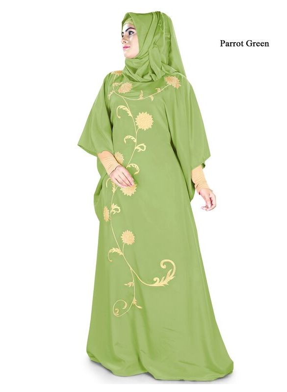 Aiza_Kaftan_Parrot GreenColor_IslamicShop.in