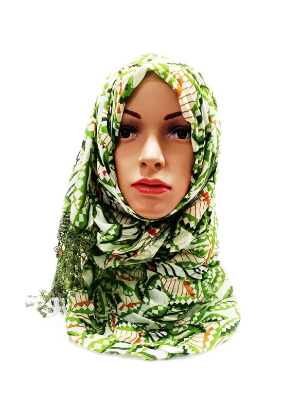 Floral_Green_Cotton_Hijab_IslamicShop.in