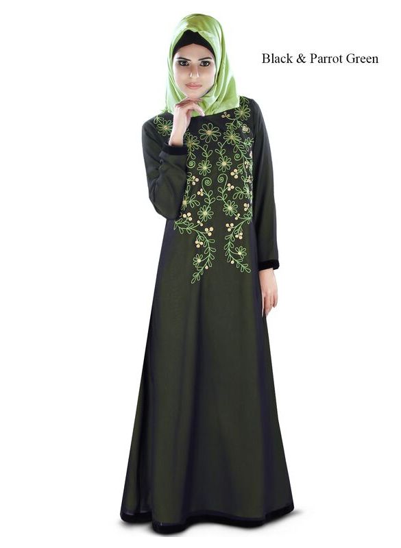 Aafreeda_Abaya_Parrot Green Color_IslamicShop.in