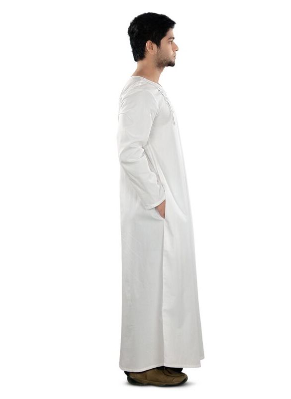 Aarish_White_Galabiyya_Side View_IslamicShop.in