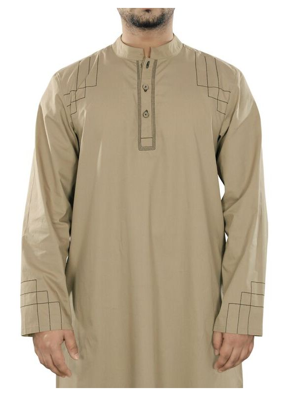 Ammar_Beige_Galabiyya_Front View_IslamicShop.in