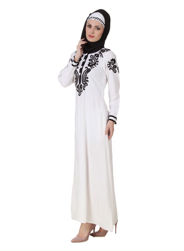 Asil_Rayon_White _Abaya_Angle View_IslamicShop.in