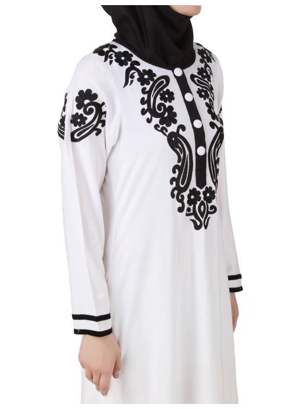 Asil_Rayon_White _Abaya_CloseUp View_IslamicShop.in