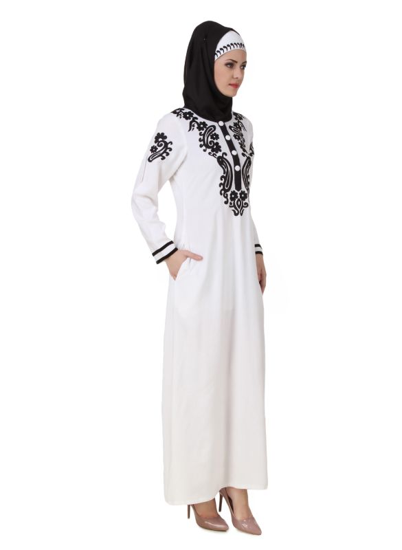Asil_Rayon_White _Abaya_SideView_IslamicShop.in