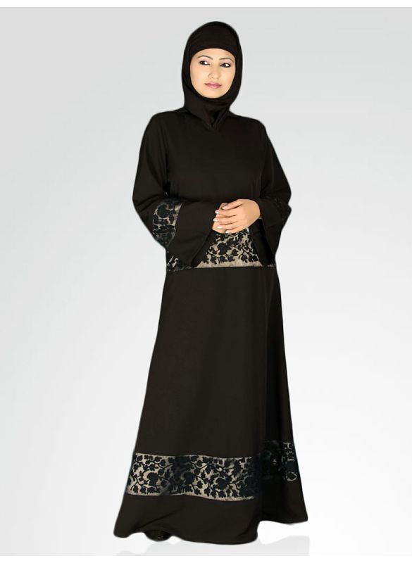 Black_Embroidered_Abaya_Front View_IslamicShop.in
