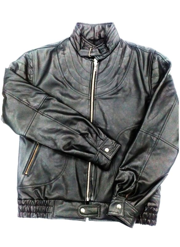 Belt_Collar_Black_Leather_Jacket_Normal View_IslamicShop.in