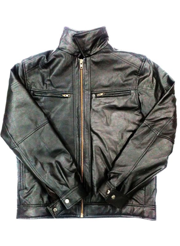 Black Leather_Jacket_Normal View_IslamicShop.in