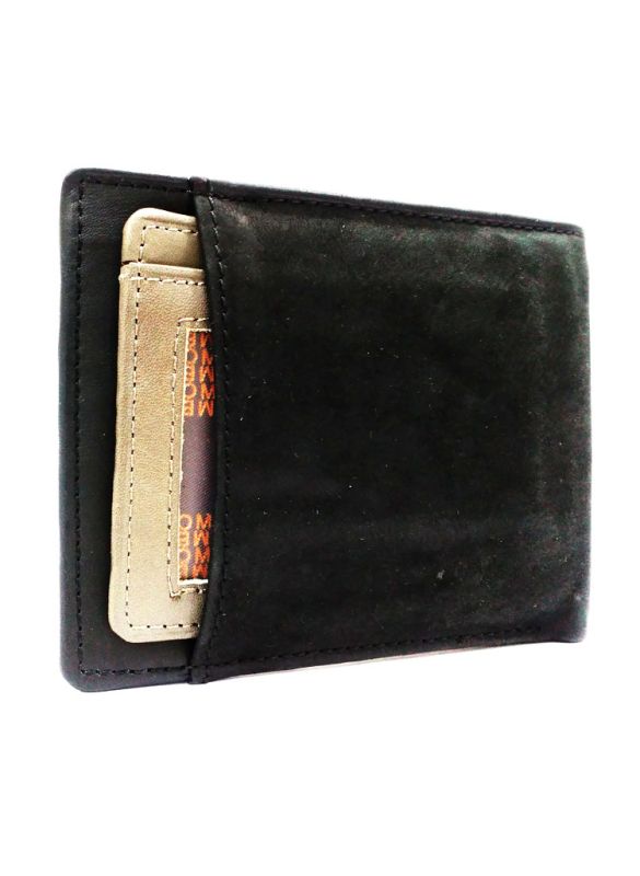 Jet Black Leather Wallet_BackView_IslamicShop.in