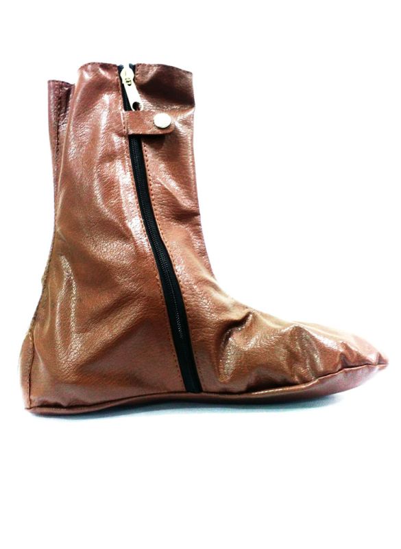 Brown Leather Socks Mauza_Outer View_IslamicShop.in