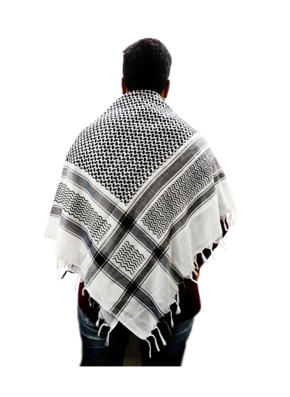 Black mixed White Arab Scarf_IslamicShop.in