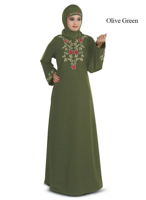 Safwana_Abaya_Oliver Green Color_IslamicShop.in