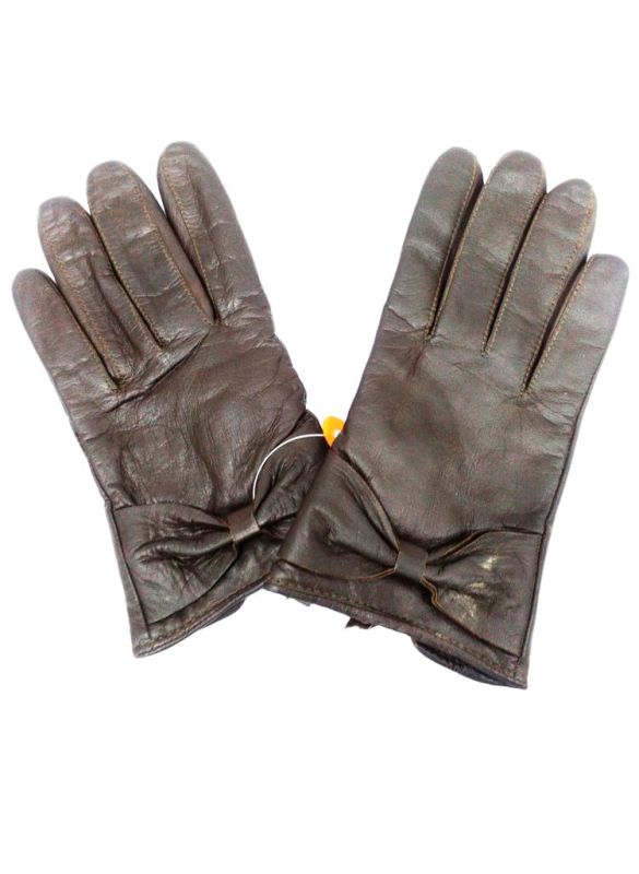 Dark Brown Leather Gloves_Back View_IslamicShop.in