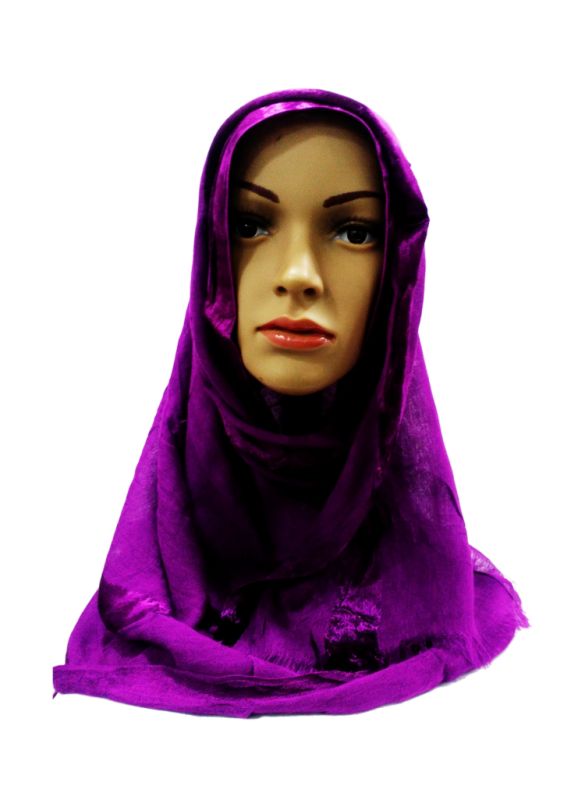 Dark Magenta Velvet Border Hijab_IslamicShop.in