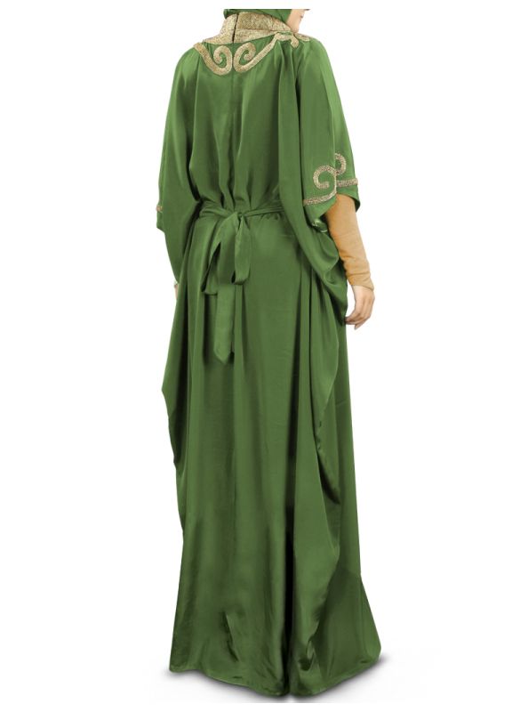 Nayyab_Hand_Embroidered_Henna_Kaftan_Back View_IslamicShop.in