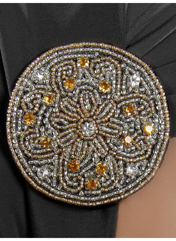Amara_Copper_Embroidered_Black_Kaftan_Brooch_IslamicShop.in