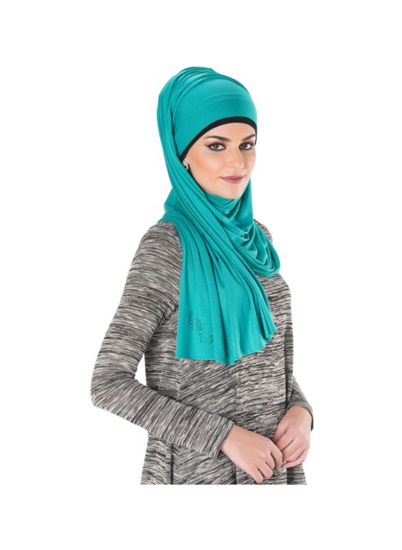 Plain Jersey Hijab (Rama Green)_Right View_IslamicShop.in