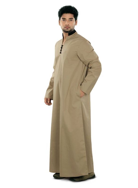 Ghanim_Brown_Galabiyya_Angle View_IslamicShop.in