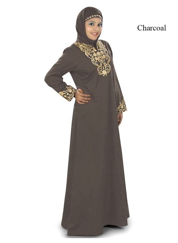 Hibbah_Black_Cotton_Abaya_Charcoal_IslamicShop.in