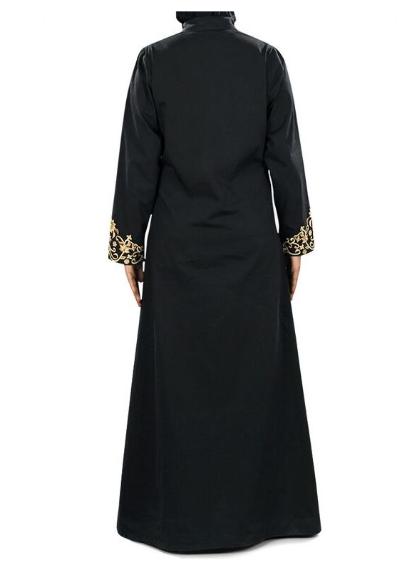 Hibbah_Black_Cotton_Abaya_BackView_IslamicShop.in