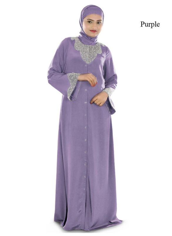 Hifja_Black_Hand_Embroidered_Burqa_Purple Color_IslamicShop.in